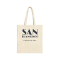 San Francisco, California Tote Bag.  Navy writing on Canvas Market Tote