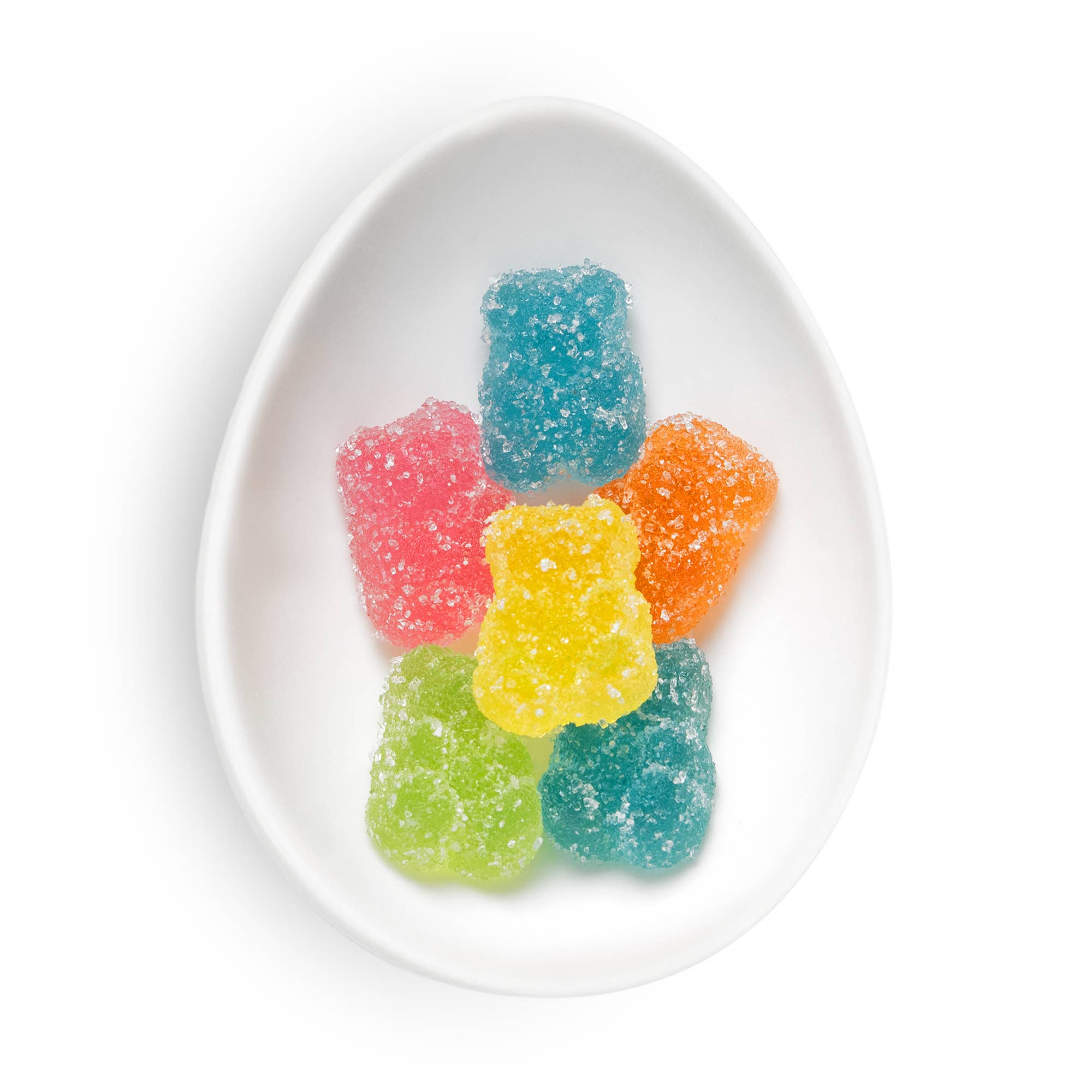 Assorted colorful Sour Rainbow Bears from Sugarfina in a candy mix bag, showcasing vibrant, chewy candy pieces.