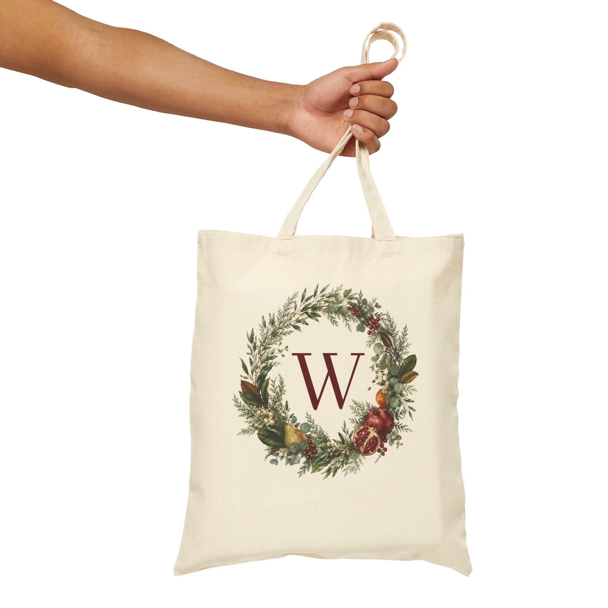 Personalized Holiday Wreath Tote Bag