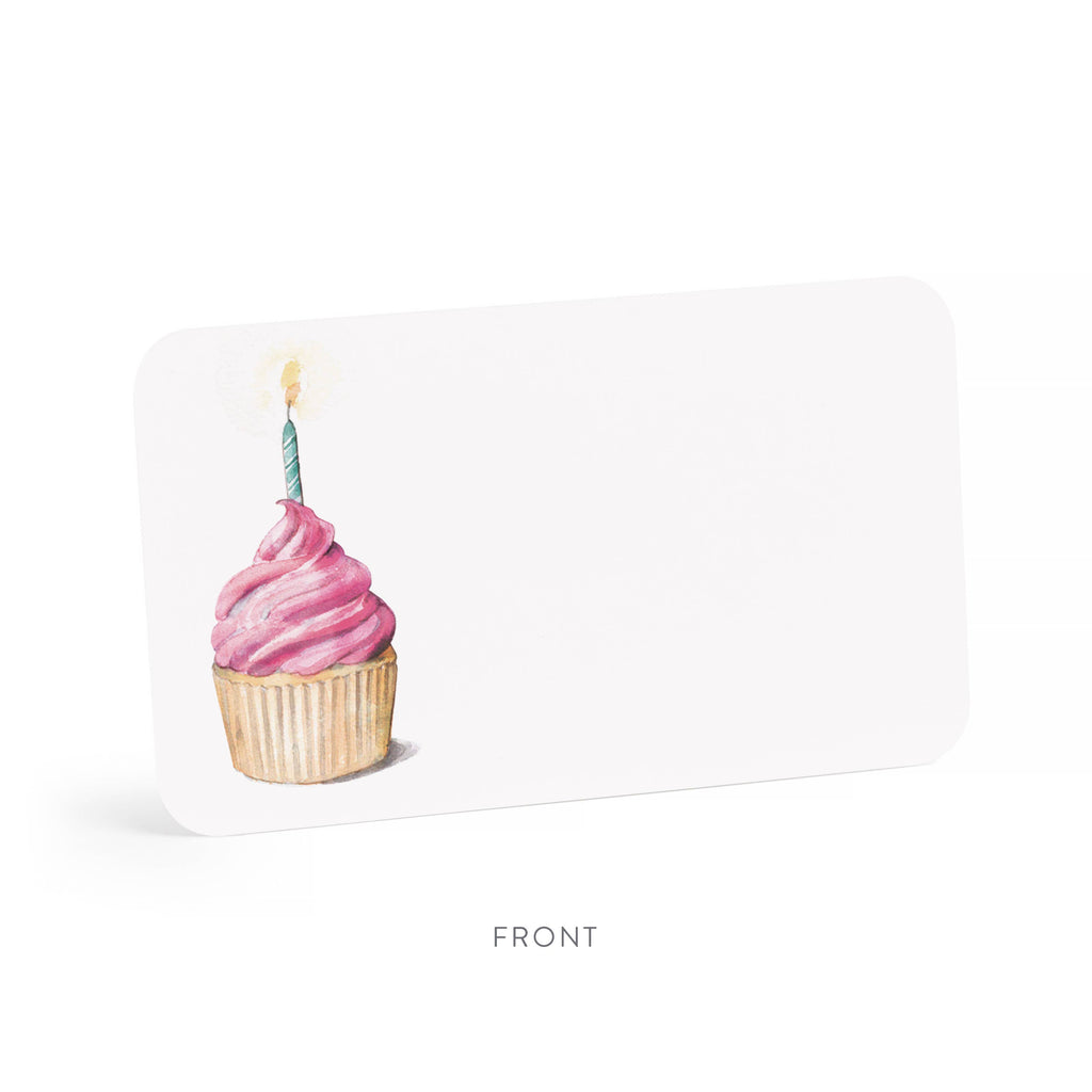 Pink cupcake-shaped paper notes from E. Frances Paper Little Notes® collection, featuring cheerful cupcake design.