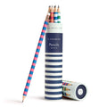 E. Frances Paper Varsity Stripes set of 10 pencils with colorful striped design on white paper background