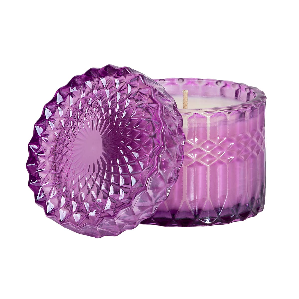 Spa Holiday Crystal Candle by The SOi Company with a clear glass holder and shimmering crystal accents on a white surface.