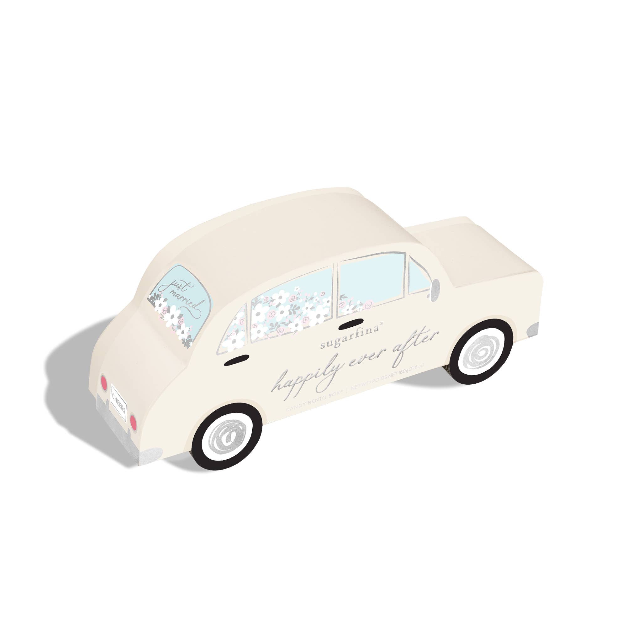 Sugarfina Mr. & Mrs. Happily Ever After 2-piece chocolate and candy bento kit with wedding-themed packaging and elegant design.