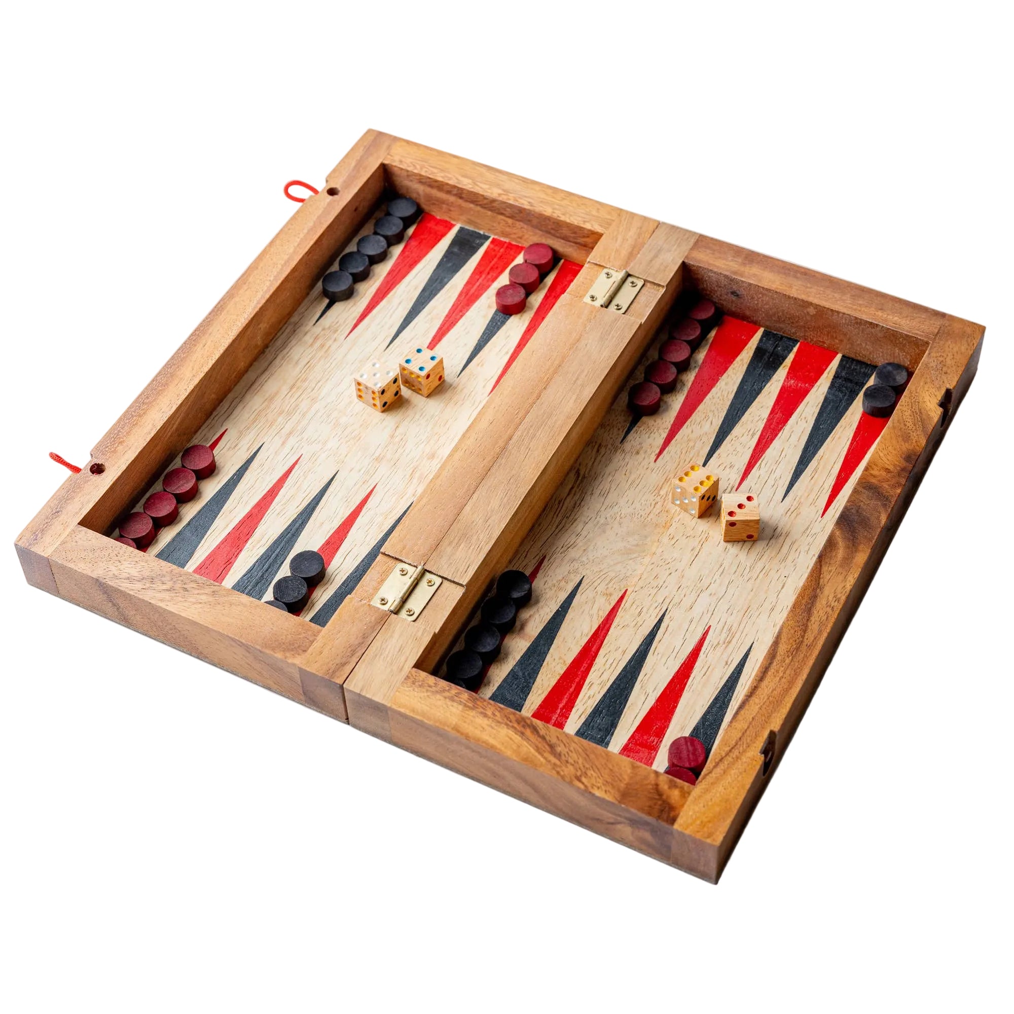 Backgammon game set with mango wood finish from Verve Culture, featuring traditional game pieces and a stylish wooden board.