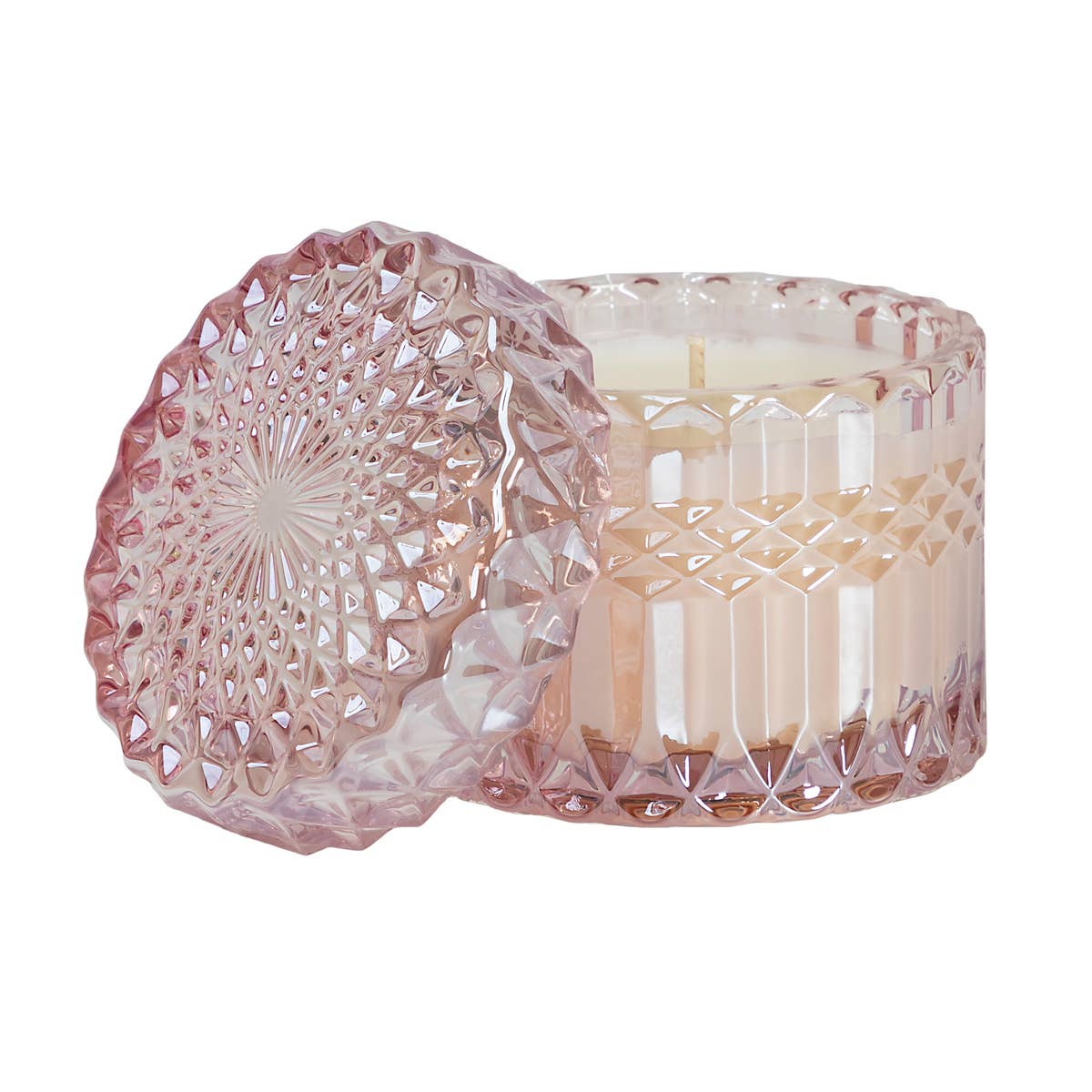 Pink chiffon crystal candle by The SOi Company with a delicate pink wax and elegant crystal accents.