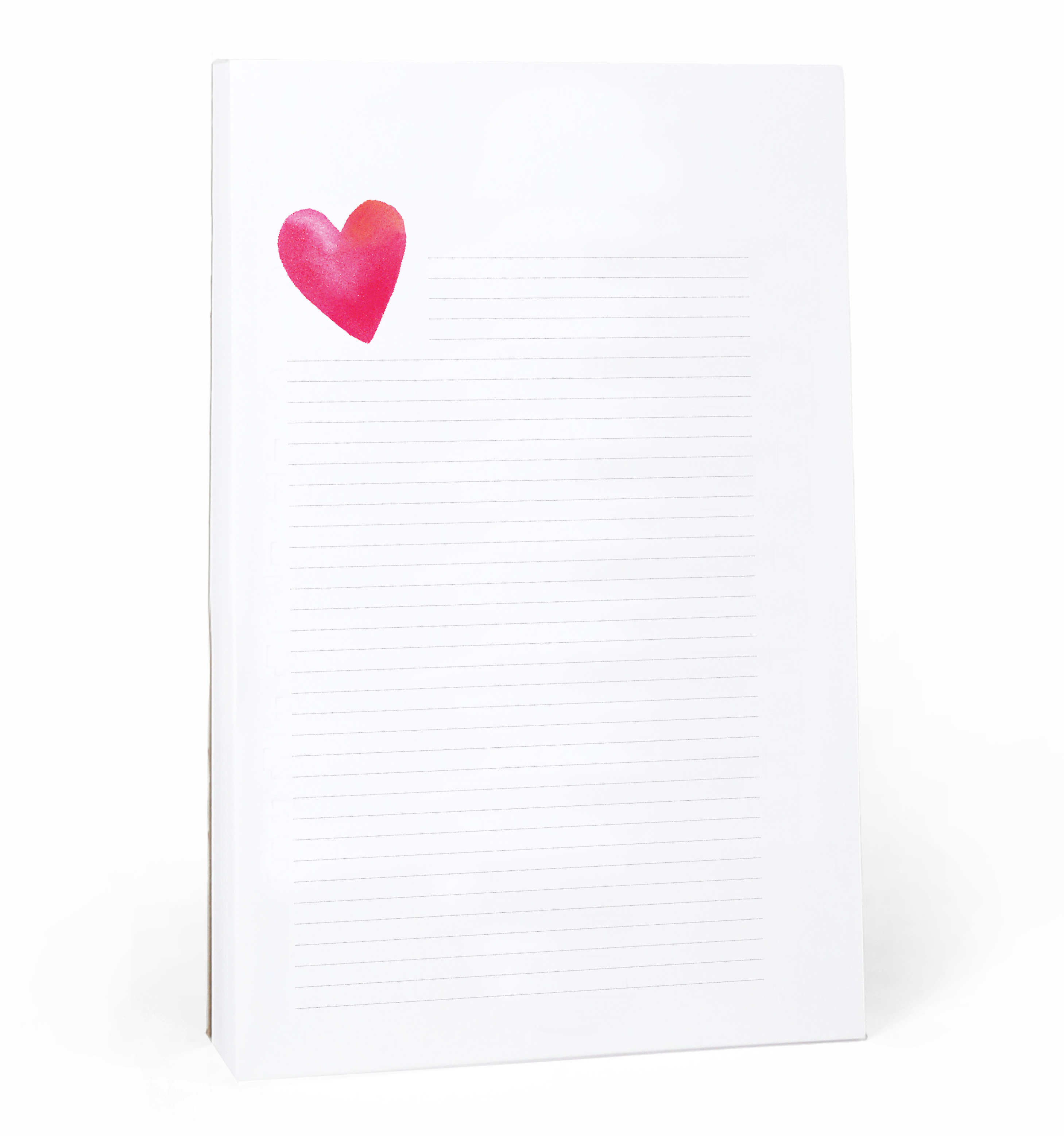 E. Frances Paper Heart Lined Notepad with pink cover and lined pages for writing and note-taking.