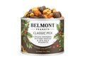Assorted Belmont Peanuts Holiday Classic Mix in a bowl, featuring mixed nuts and snack items for festive occasions.